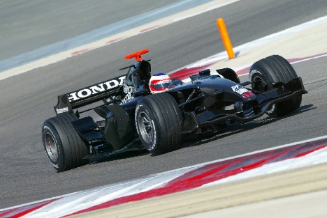 Hondas sorte testbil - her med Rubens Barrichello